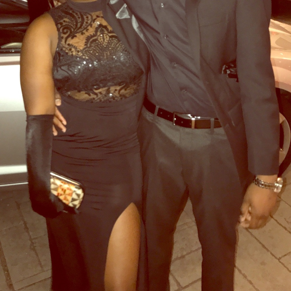 A beautiful and classy black prom dress